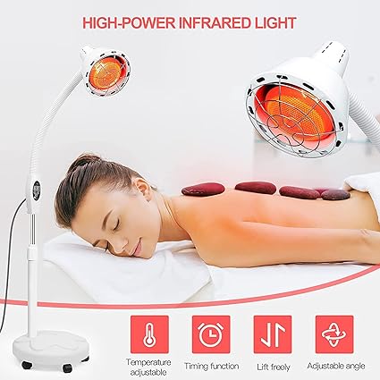 275W Infrared Light Therapy Lamp for Body Face Pain - Near Infrared Heat Lamp With Flexible Arm and Remote Control - Home Salon Use