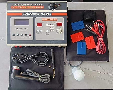 5 In 1 IFT MS Tens Ultrasonic Deep Heat Physiotherapy Machine Combo Physiotherapy Machine for all Pain Relief Device