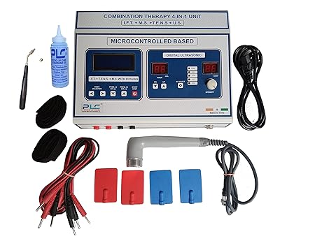 4-In-1 Physiotherapy Machine (IFT+TENS+MS+US) with 1 Year Warranty, 125 Program Micro Controlled Device, Digital Timer, Sturdy Metal Frame, Pain Relief & Muscle Therapy