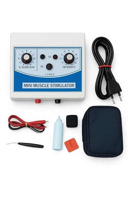 Mini MS 2 Channel Muscle Stimulator Machine Galvanic with Faradic Stimulation Physiotherapy with One Year Warranty | Mini Muscle Stimulator 2 Channel Ch Machine for Physiotherapy for Pain Relief