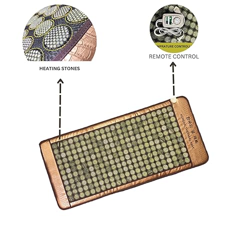 253 Jada Stone Heating Mat For Back Pain Relief & Muscle Relaxation Far Infrared Heating Mattress Improve Blood Circulation Full Body Massage Therapy Use For Home, Office Clinic