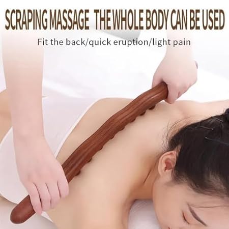 gua sha Wooden Massage Tool, Long Roller Stick with Non Slip Scraping for Anti Cellulite, Body Shaper, Relieving Backache, Headache, Dizziness Leg Cramps 8 Bead Wood Tool All of Your Massager (8-Ball)