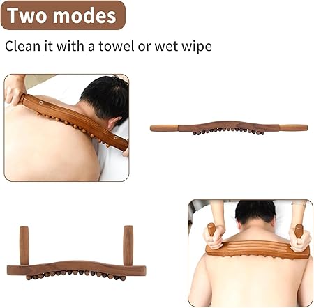 Shiva Gua Sha Wooden Therapy Stick, Shiva Wellbeing Massage Stick Wooden 32 Beads Massage Roller, Muscle Relaxation Massage, Neck, Back, Stomach, Legs, Arms