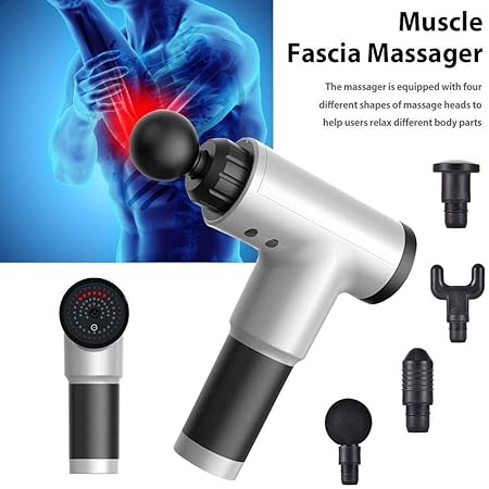 SEASPIRIT Electric Fascial Massage Gun Machine Deep Tissue Muscle Massager for Sore Muscle, Stiffness, and Pain Relief - Super Quiet - 6 Speeds High Intensity Vibration Full Body Massager