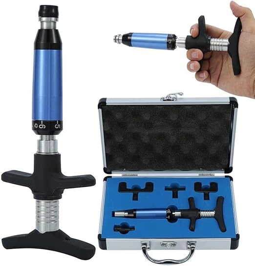 Chiropractor Tool Manual Spine Adjustor, Spine Correction | Spine 300N Adjustable | 6 Gears with Adjustable Force 50N-300N | 4 Interchangable Heads and Carry Case