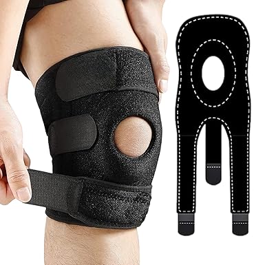 ACM Adjustable YC Knee Cap Support Brace Pair for Sports, Gym, Running, Arthritis, Joint Pain Relief, and Protection for Men and Women (Black)