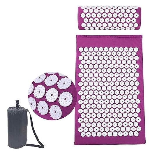 Acupressure Exercise Mat and Pillow Set for Back and Neck Pain Relief, Full Body Yoga Acupuncture Mat Cushion for Sciatica,Trigger Point Therapy and Muscle Relaxation (68 X 42CM)