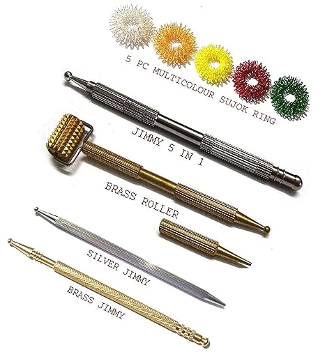 Sujok Acupressure Probe Jimmy Multipurpose Set Diagnostic and Rings (Set of 5)