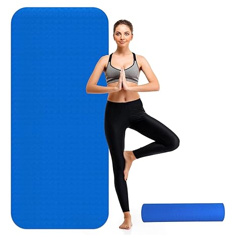 Eco-Friendly Non-Slip Yoga Mat 4mm – Anti-Skid Exercise Mat for Home, Gym, Outdoor Workouts | Meditation, Yoga Asanas, Fitness | Yoga Mat for Men, Women & Kids – Multicolor ( Color may vary as per availability ) (Blue, 4 mm)