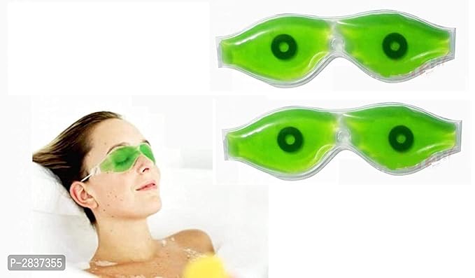 (Pack Of 2) Satin Aloe Vera Cool Gel Eye Mask Summer Ice Cooling Sleeping Mask For Eye Patches Remove Dark Circles Fatigue Cool Eyes Patch Pads Eye Care (2 Pc Green With Magnet)