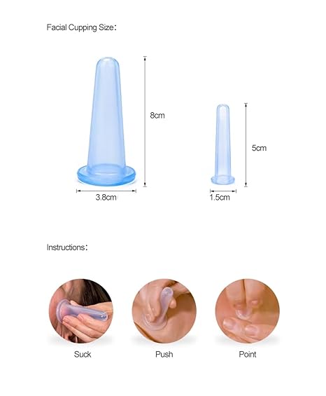 Facial Cupping Set Silicone Suction Massage Cups Acupuncute Manual Therapy Face Massger, Transparent, 2 Pieces, Pink