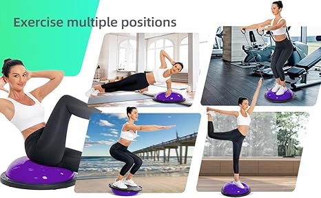 CA Exercise Balls Half Balance Ball 47 cm Board with Resistance Bands Balance Trainer with Pump for Training Yoga Home Fitness Stability Workout Strength Physical Therapy & Gym Bosuing|