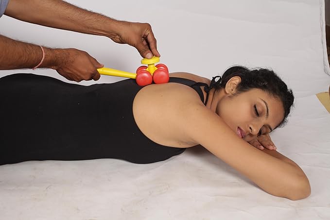 Acupressure Manual Spine Roller curved with four magnet roller for full body Massager