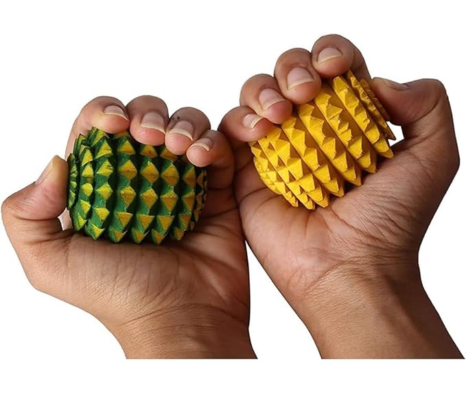 Wood Hand Exercise Ball Massage|Natural Wood Cypress Durain Ball Massager For Hands|Wooden Hand/Foot Pointed Acupressure Ball Massager Set of 2 Pcs
