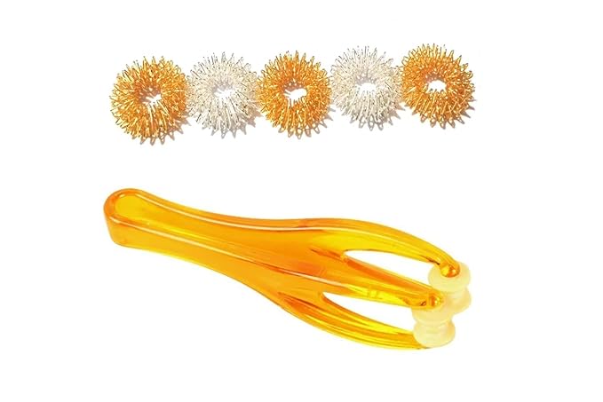 Acupressure Pain Relief Yubi Lax Germa 1 Finger Exercise Roller and 5 Sujok Ring Massager