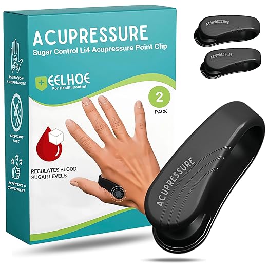 Acupressure Clip For Diabetics | Sugar Control Acupressure Clip | Acupressure Point Clip | Li4 Hand Diabetes Migraine Relief | Original Eelhoe Acu Pressure Acupuncture Diabetic Finger Clips | 2 Pack