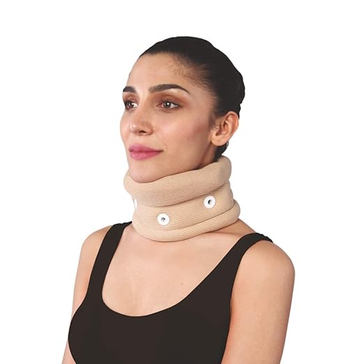 Vissco Cervical Collar With Chin Support, Neck Support Provides Stability & Relieves From Neck Pain, Neck support for Excessive strain on the neck muscles - Large (Beige)