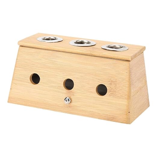 KIYO Three Hole Moxa Stand Moxibustion Box Acupuncture Relaxation Roller Stick Holder Wooden Moxa Stand Three hole