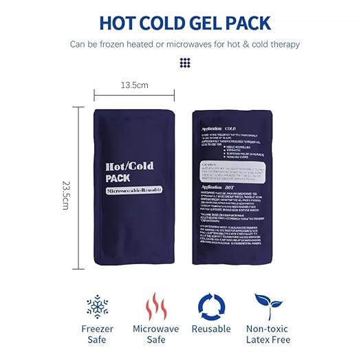 Hot and Cold Pack Reusable Ice Gel Bag for Pain Relief, First Aid Hot Cold Therapy, Microwavable Heating Pad, Medium Size, Pack of 1