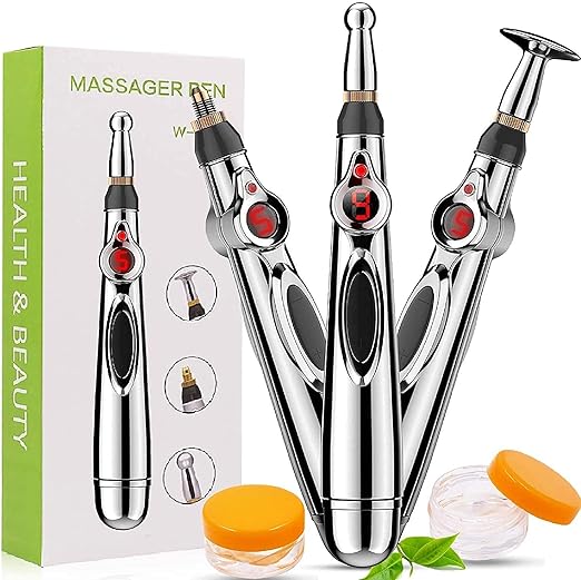 Sure Electronic Acupuncture Pen,Electric Meridians Laser Acupuncture Machine Magnet Therapy Instrument Meridian Energy Pen Massager Back Relief Pain Tools For Arthritis (Silver)