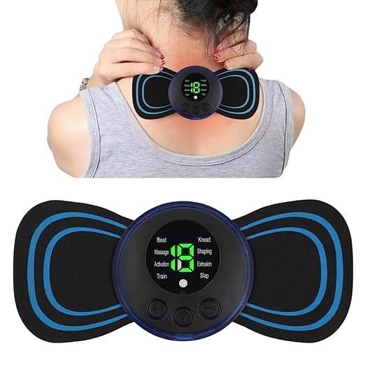 Butterfly Massager Machine for Pain Relief, Rechargeable Full Body TENS Massager with 8 Modes 19 Levels Wireless Vibration Machine for Shoulder Neck Arm Leg, Perfect for Men Women, Black