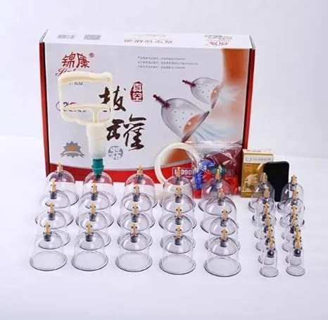 32 Pcs Hijama acupuncture Massage Cans Cups Vacuum Cupping Kit Pull Out Vacuum Apparatus Therapy Relax Massager Body Suction Pumps (cupping set 32)