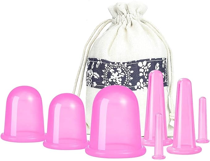 Aravli 7Pcs Cupping Therapy Set, Silicone Anti Cellulite Cup, Vacuum Suction Massage Cups, Facial Cupping Sets, Body And Face Massager For Adult & Home Use