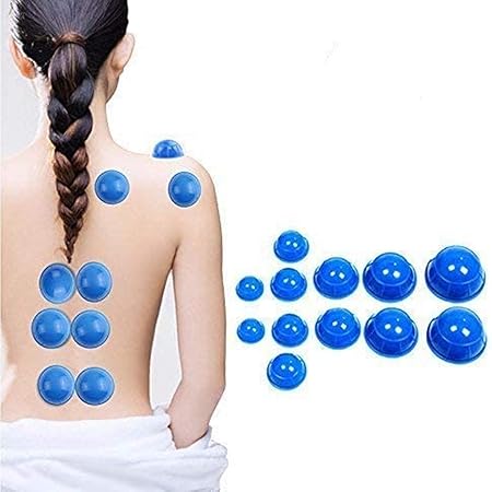 Silicone Cupping Set Acupuncture Cupping Therapy Set Professional Body Massage Cup Set,12 Pcs(Blue)