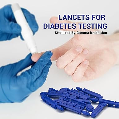Control D Glucometer Round Blood Lancet 100 Pieces, Ultra Thin Needle with Tri-Bevel Tip, Blue